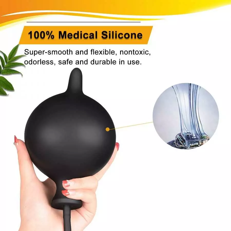 Silicone Expand Inflatable Anal Plug - Body-Safe Medical Grade Waterproof Butt Sex Toy for Male, Female and Beginners (Black Cla