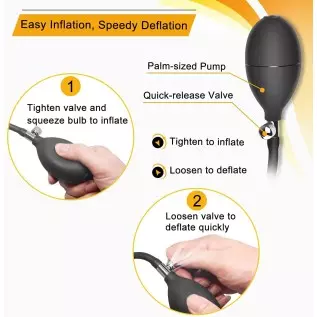 Silicone Expand Inflatable Anal Plug - Body-Safe Medical Grade Waterproof Butt Sex Toy for Male, Female and Beginners (Black Cla