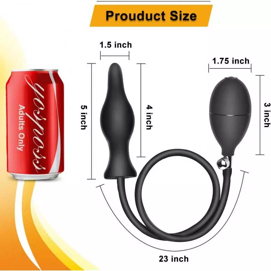 Silicone Expand Inflatable Anal Plug - Body-Safe Medical Grade Waterproof Butt Sex Toy for Male, Female and Beginners (Black Cla