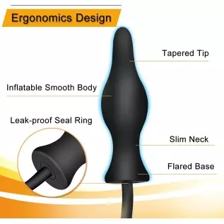 Silicone Expand Inflatable Anal Plug - Body-Safe Medical Grade Waterproof Butt Sex Toy for Male, Female and Beginners (Black Cla