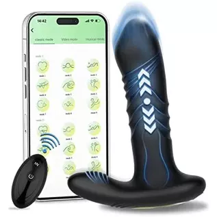 Prostate Massager with Remote & App Control Anal Sex Toy,Anal Plug Vibrator with 9 Thrusting&Vibrating Modes,Anal Butt Stimulato