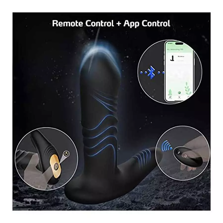 Prostate Massager with Remote & App Control Anal Sex Toy,Anal Plug Vibrator with 9 Thrusting&Vibrating Modes,Anal Butt Stimulato