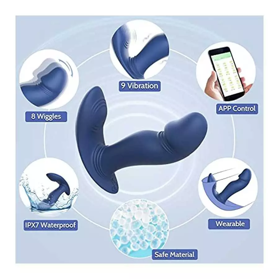 Wiggling & Vibrating Anal Vibrator Prostate Massager for Men, APP Control Remote Interaction Anal Plug Butt G Spot Stimulator Un