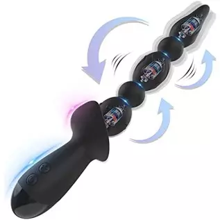 WEDOL Vibrating Anal Beads Plug, Graduated Design Silicone Anal Vibrator with 10 Vibration Modes,3 Reinforced Motors, Rechargeab