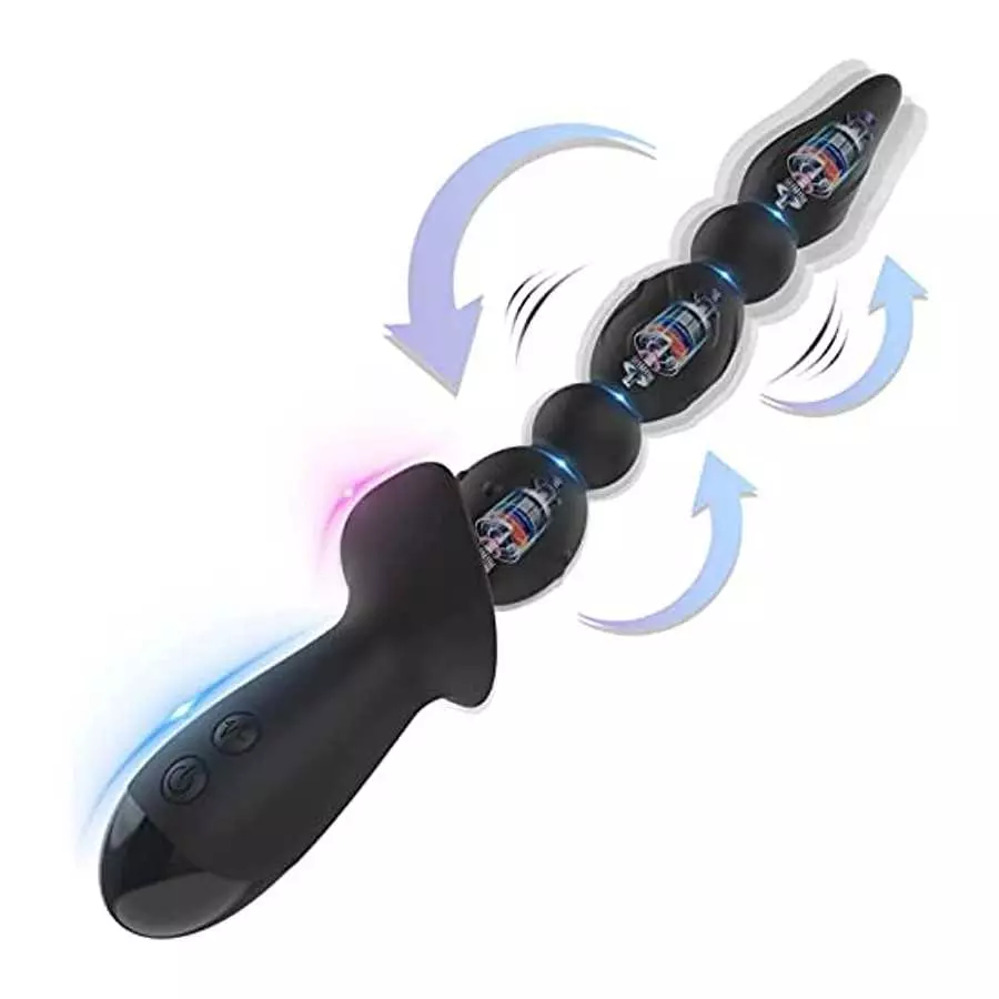 WEDOL Vibrating Anal Beads Plug, Graduated Design Silicone Anal Vibrator with 10 Vibration Modes,3 Reinforced Motors, Rechargeab
