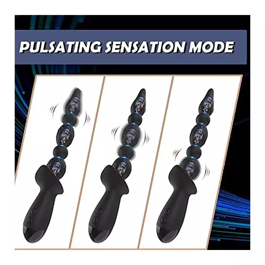WEDOL Vibrating Anal Beads Plug, Graduated Design Silicone Anal Vibrator with 10 Vibration Modes,3 Reinforced Motors, Rechargeab