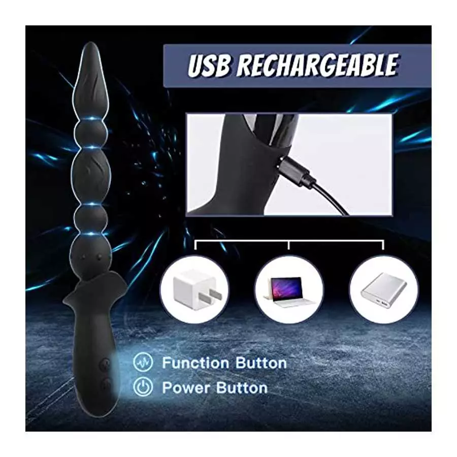 WEDOL Vibrating Anal Beads Plug, Graduated Design Silicone Anal Vibrator with 10 Vibration Modes,3 Reinforced Motors, Rechargeab