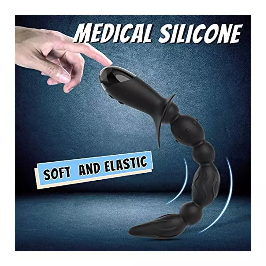 WEDOL Vibrating Anal Beads Plug, Graduated Design Silicone Anal Vibrator with 10 Vibration Modes,3 Reinforced Motors, Rechargeab