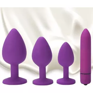 Vibrating Anal Plug, 4Pcs Anal Sex Toys Soft Silicone Massager Trainer Kit Anales Plug Toys for Beginners (4Pcs Pink)