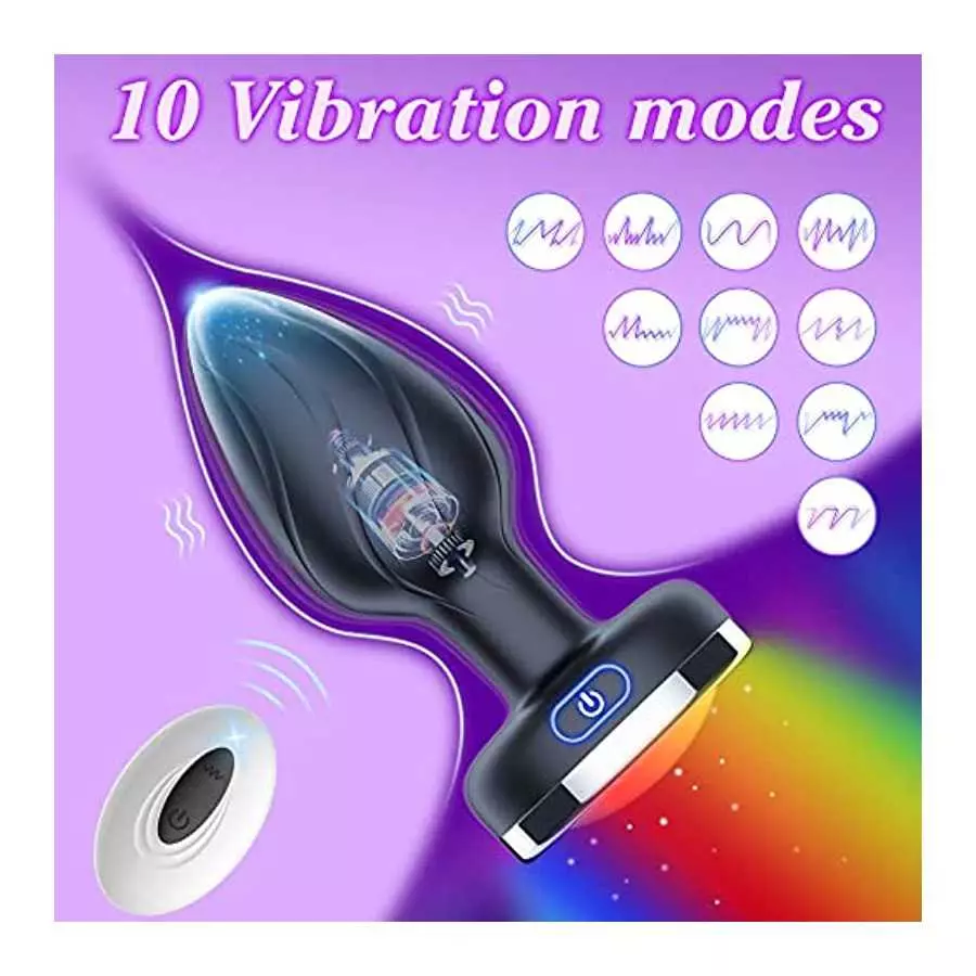 Vibrating Butt Plug, DANKIS Anal Plug with Flashing Light Base, Anal Sex Toys for Men Vibrator, Prostate Massager Adult Toys for