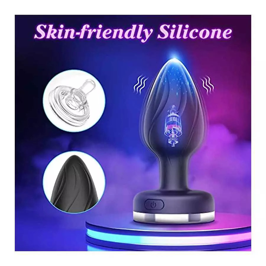 Vibrating Butt Plug, DANKIS Anal Plug with Flashing Light Base, Anal Sex Toys for Men Vibrator, Prostate Massager Adult Toys for