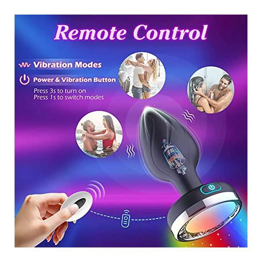 Vibrating Butt Plug, DANKIS Anal Plug with Flashing Light Base, Anal Sex Toys for Men Vibrator, Prostate Massager Adult Toys for