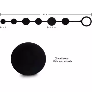 UTIMI Butt Plug with Silicone Anal Bead Anal Sex Toys with Safe Pull Ring in Black