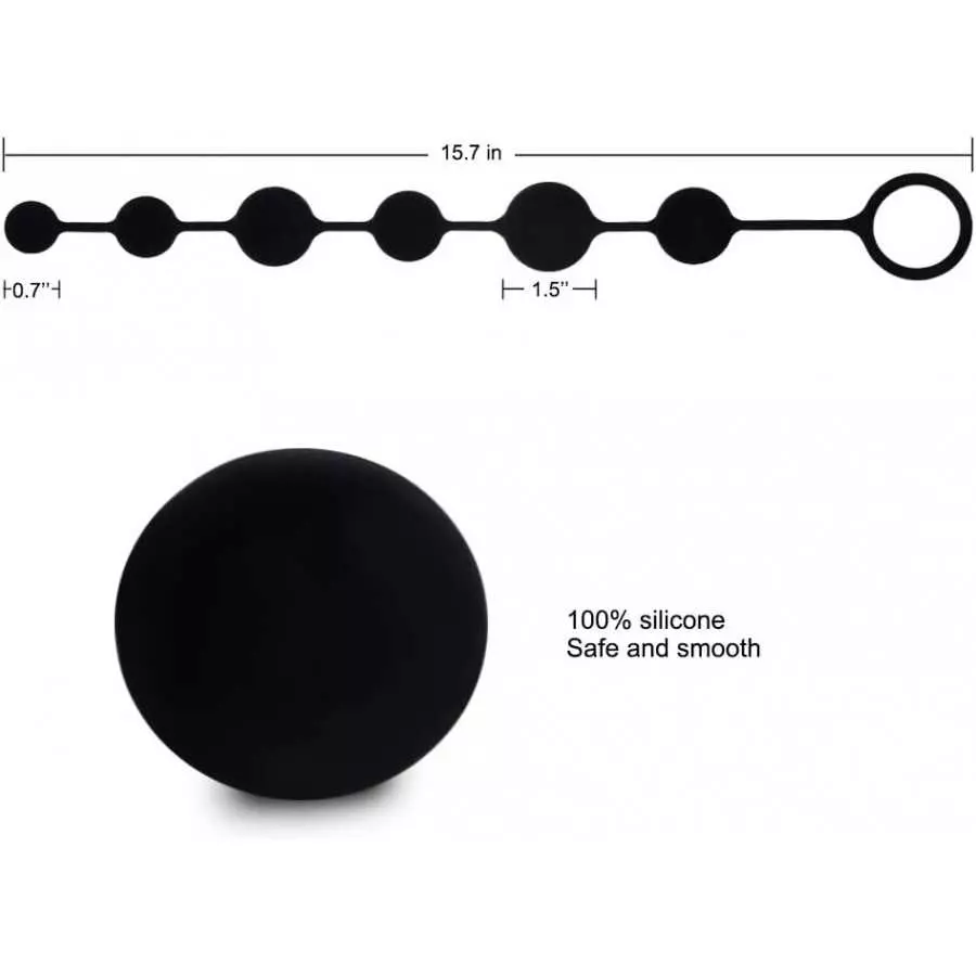 UTIMI Butt Plug with Silicone Anal Bead Anal Sex Toys with Safe Pull Ring in Black