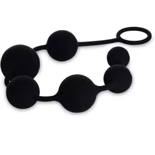UTIMI Butt Plug with Silicone Anal Bead Anal Sex Toys with Safe Pull Ring in Black