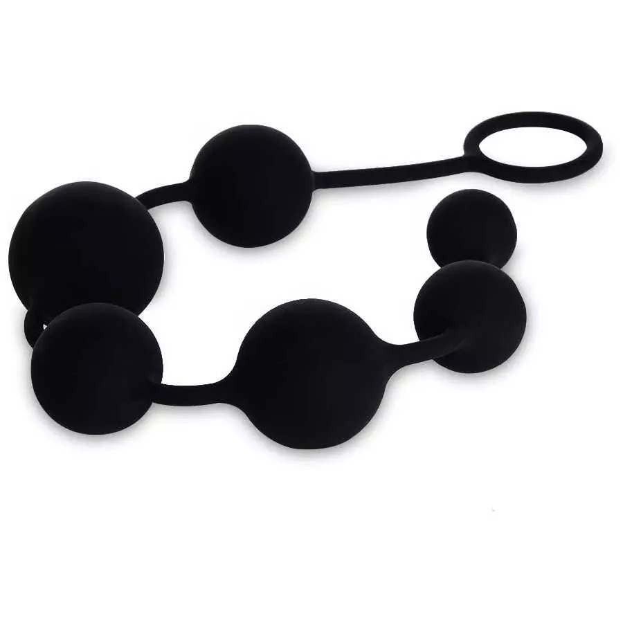UTIMI Butt Plug with Silicone Anal Bead Anal Sex Toys with Safe Pull Ring in Black