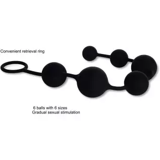 UTIMI Butt Plug with Silicone Anal Bead Anal Sex Toys with Safe Pull Ring in Black