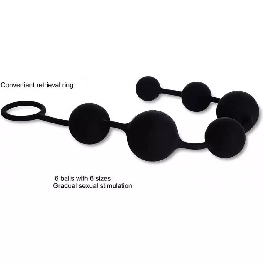 UTIMI Butt Plug with Silicone Anal Bead Anal Sex Toys with Safe Pull Ring in Black