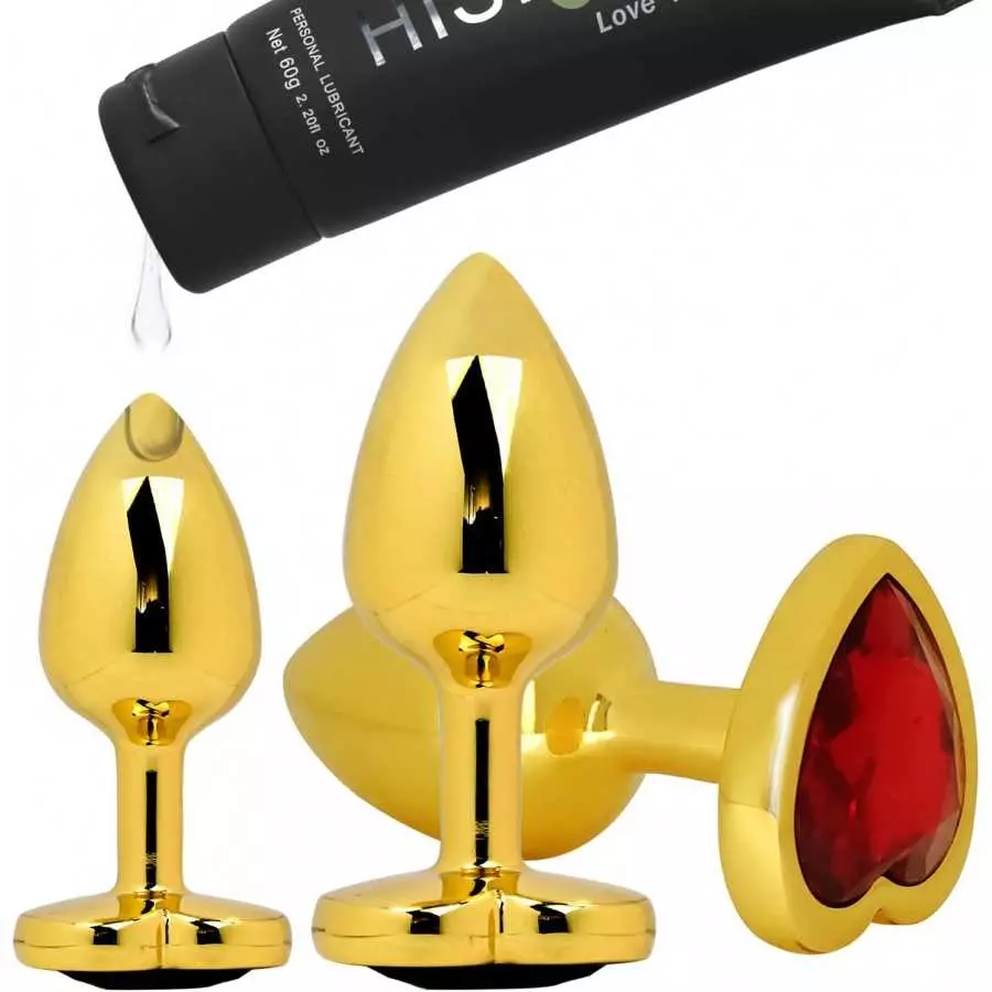 Hisionlee 3PCS Anal Plug Set Cleaning Toy of Anus Sex Heart Sexy Toys Anal Butt Plugs for Women and Men Couple(Purple)