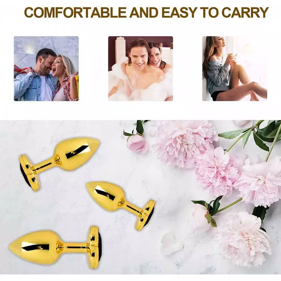 Hisionlee 3PCS Anal Plug Set Cleaning Toy of Anus Sex Heart Sexy Toys Anal Butt Plugs for Women and Men Couple(Purple)