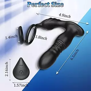 Thrusting Anal Vibrator with Cock Ring, 3 in 1 Male Anal Sex Toys Prostate Massager, Plug Anal Vibrator with Thick Penis Ring, T Thrusting Anal Vibrator with Cock Ring, 3 in 1 Male Anal Sex Toys Prostate Massager, Plug Anal Vibrator with Thick Penis Ring, T