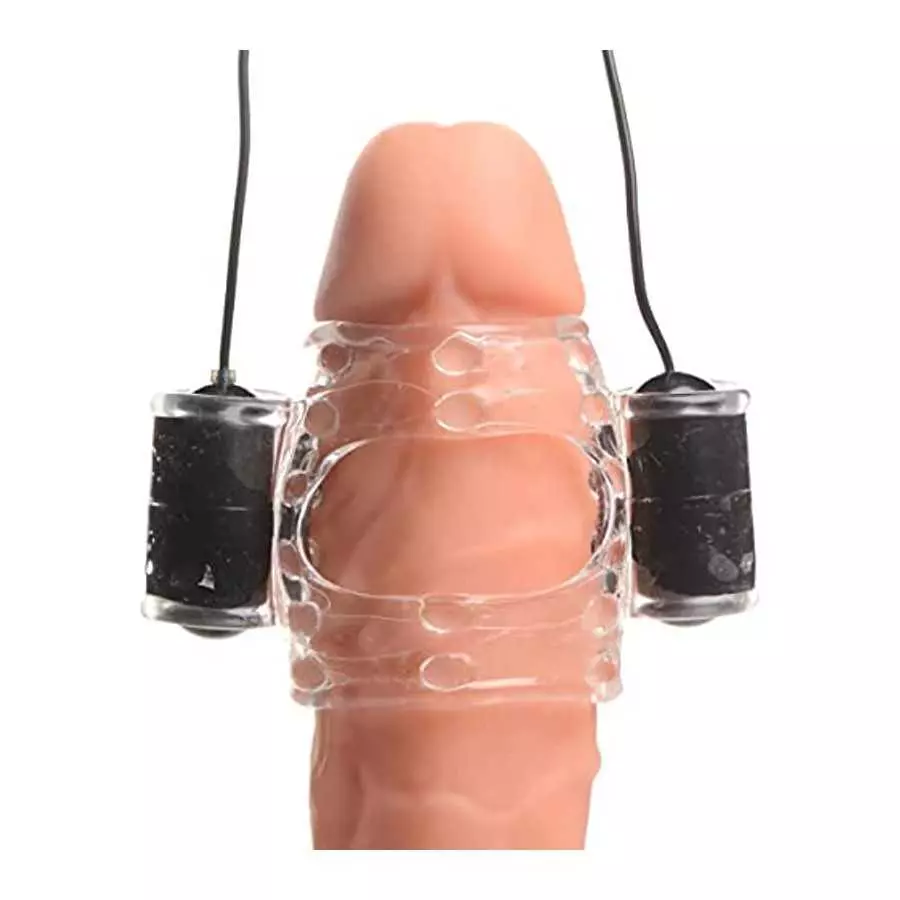TRINITY VIBES Men 20X Dual Vibrating CockTeaser, Clear