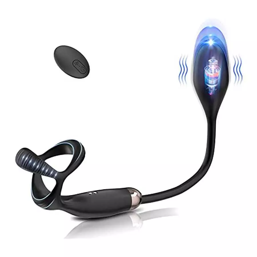 Prostate Massager Anal Plug Vibrator with Penis Rings Male Massage Stimulator Adult Sex Stimulor Toys for Men 10 Vibrating Modes Prostate Massager Anal Plug Vibrator with Penis Rings Male Massage Stimulator Adult Sex Stimulor Toys for Men 10 Vibrating Modes