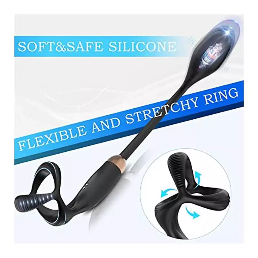 Prostate Massager Anal Plug Vibrator with Penis Rings Male Massage Stimulator Adult Sex Stimulor Toys for Men 10 Vibrating Modes