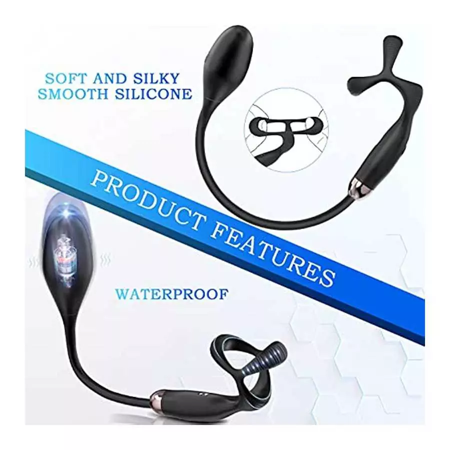 Prostate Massager Anal Plug Vibrator with Penis Rings Male Massage Stimulator Adult Sex Stimulor Toys for Men 10 Vibrating Modes