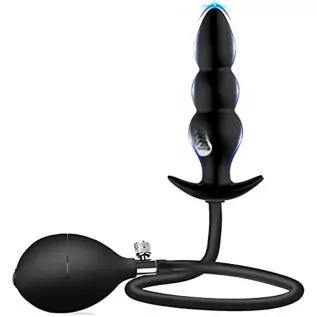 Silicone Inflatable Butt Plug, Lenahu Anal Sex Toys (Steel Ball Included), Anal Plug Medical Grade for Male, Female and Beginner