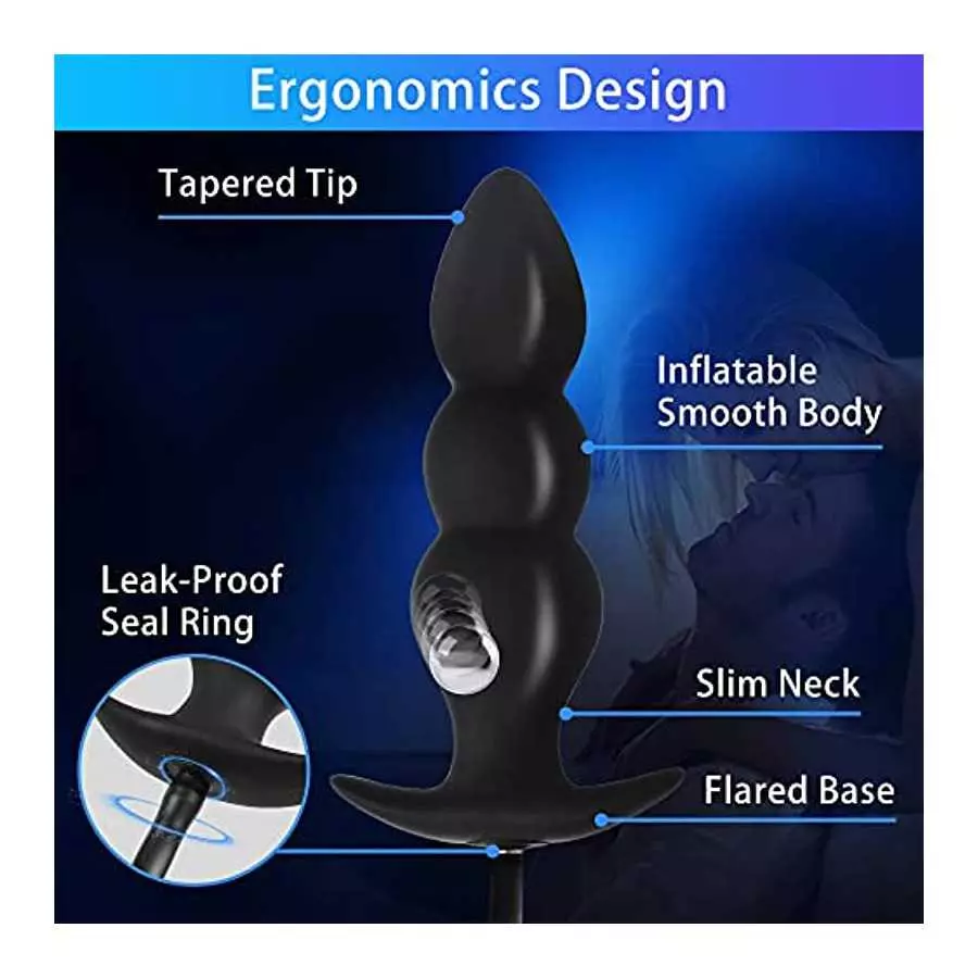 Silicone Inflatable Butt Plug, Lenahu Anal Sex Toys (Steel Ball Included), Anal Plug Medical Grade for Male, Female and Beginner