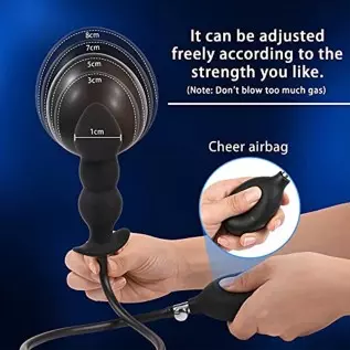 Silicone Inflatable Butt Plug, Lenahu Anal Sex Toys (Steel Ball Included), Anal Plug Medical Grade for Male, Female and Beginner