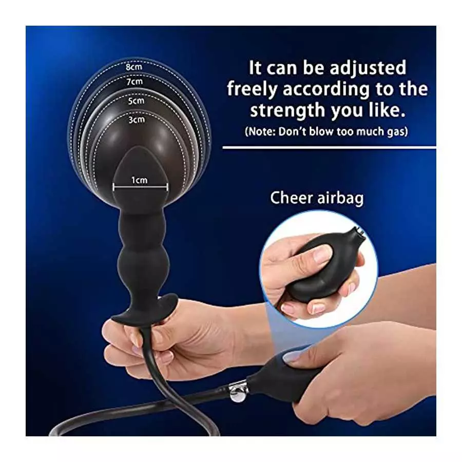 Silicone Inflatable Butt Plug, Lenahu Anal Sex Toys (Steel Ball Included), Anal Plug Medical Grade for Male, Female and Beginner