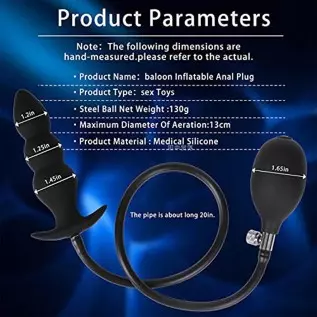 Silicone Inflatable Butt Plug, Lenahu Anal Sex Toys (Steel Ball Included), Anal Plug Medical Grade for Male, Female and Beginner