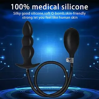 Silicone Inflatable Butt Plug, Lenahu Anal Sex Toys (Steel Ball Included), Anal Plug Medical Grade for Male, Female and Beginner