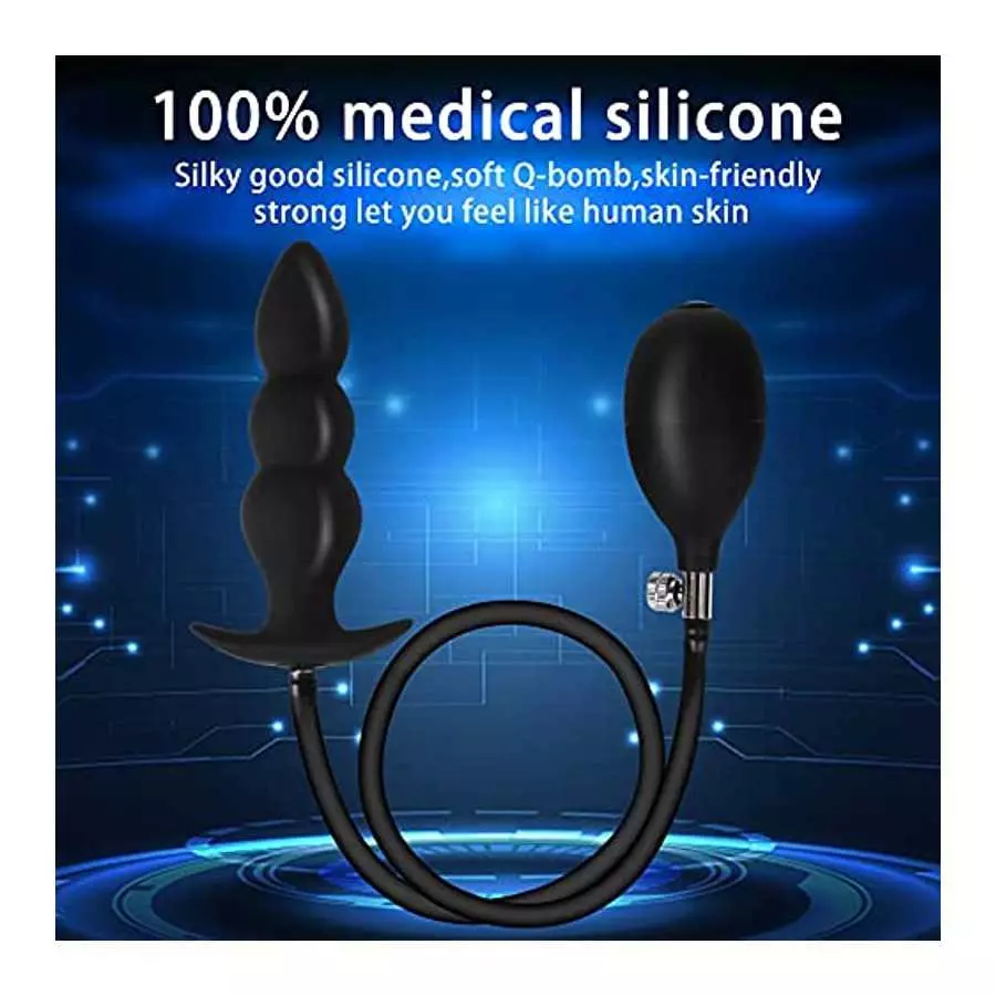 Silicone Inflatable Butt Plug, Lenahu Anal Sex Toys (Steel Ball Included), Anal Plug Medical Grade for Male, Female and Beginner