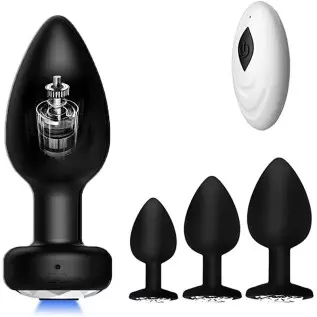 Vibrating Anal Plug Butt Plug Set - 4Pcs Anal Sex Toys, Butt Plush Sex Beginner, Remote Control Vibrator Plug Anal with 10 Vibra