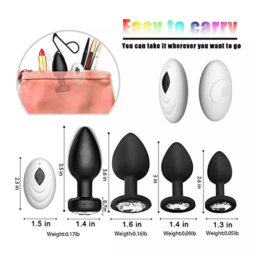 Vibrating Anal Plug Butt Plug Set - 4Pcs Anal Sex Toys, Butt Plush Sex Beginner, Remote Control Vibrator Plug Anal with 10 Vibra