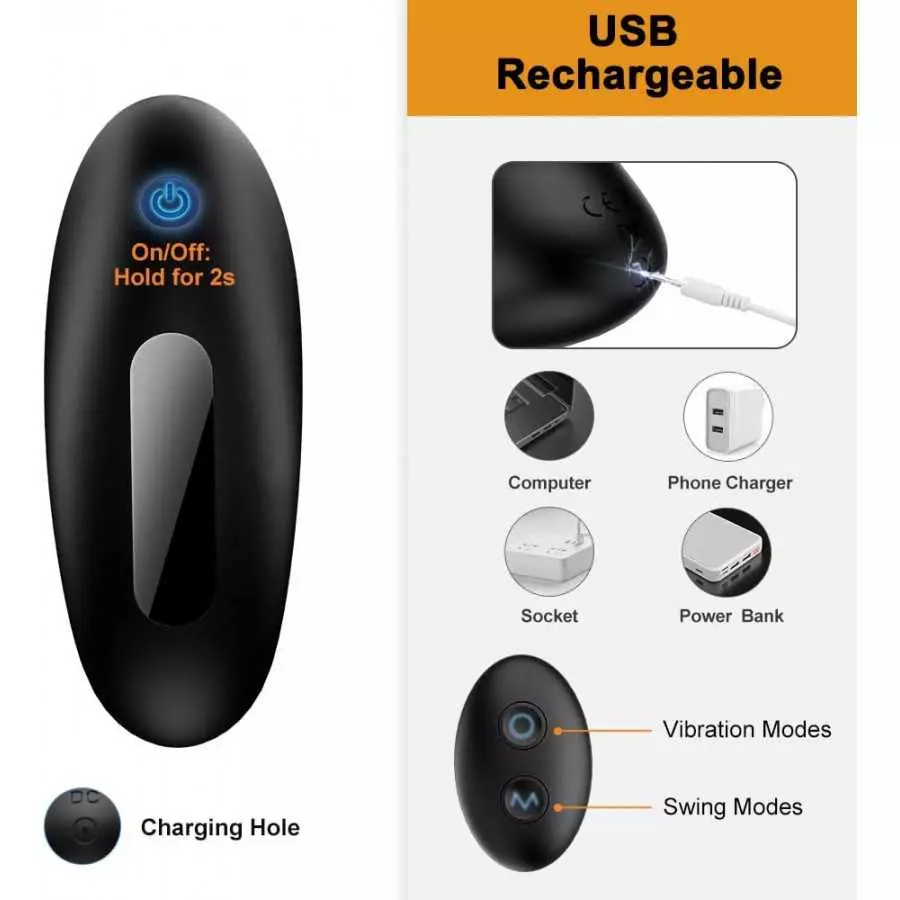 Anal Vibrator Prostate Massager for Men - 3 in 1 Male Sex Toy with 5 Wiggles & 10 Vibrations for Prostate Massaging Anal Butt G 