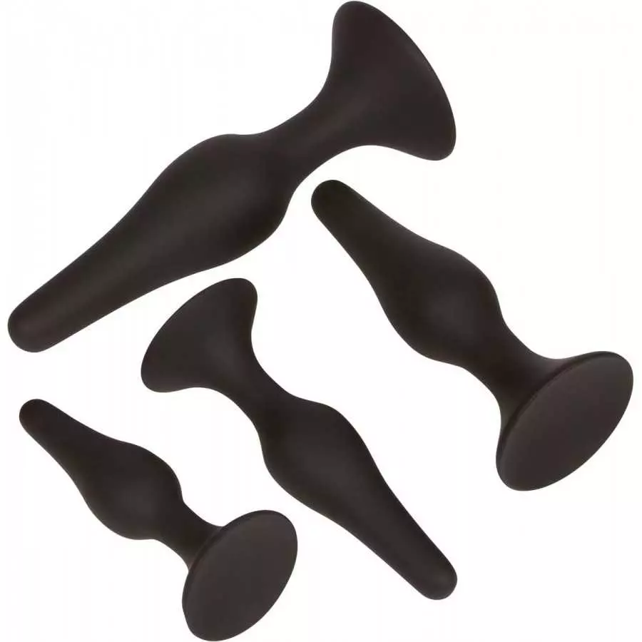 Real Vibes Anal Sex Toys Silicone Butt Plug Set, Anal Butt Trainer, Dilator Dildo Kit for Women and Men, 4 Buttplugs for Advance