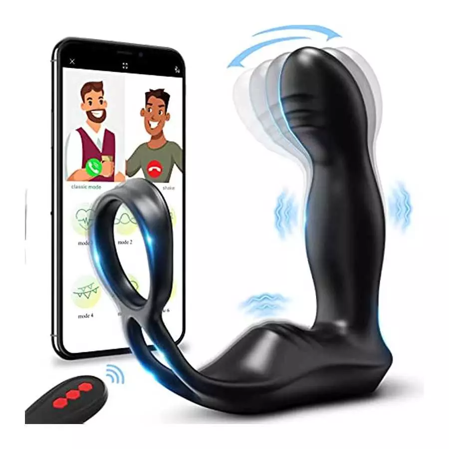 Wiggling & Vibrating Anal Vibrator Prostate Massager with Cock Ring for Men Pleasure, APP Remote Control Male Anus Stimulator Bu Wiggling & Vibrating Anal Vibrator Prostate Massager with Cock Ring for Men Pleasure, APP Remote Control Male Anus Stimulator Bu