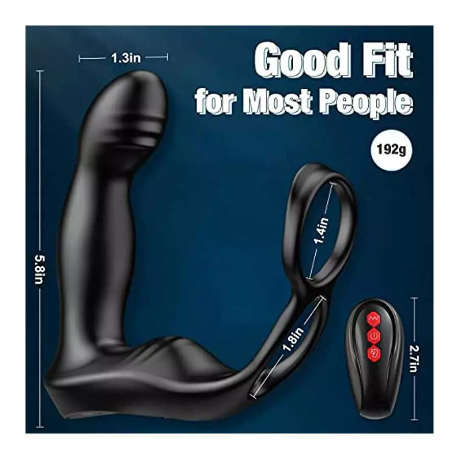 Wiggling & Vibrating Anal Vibrator Prostate Massager with Cock Ring for Men Pleasure, APP Remote Control Male Anus Stimulator Bu
