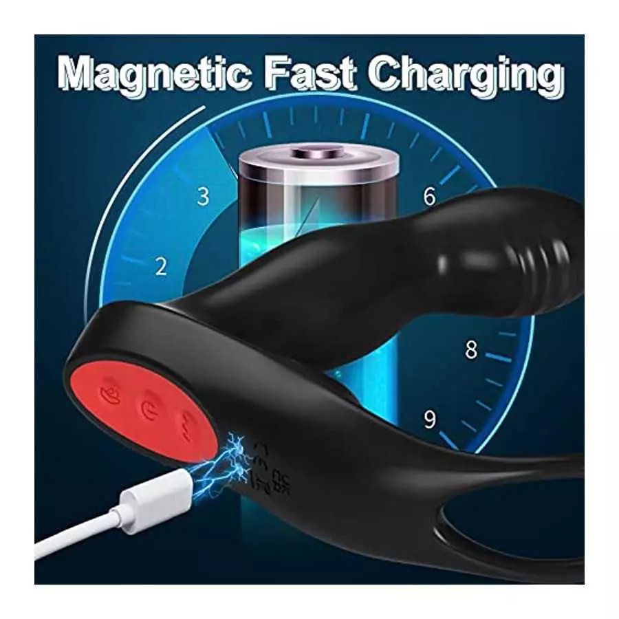 Wiggling & Vibrating Anal Vibrator Prostate Massager with Cock Ring for Men Pleasure, APP Remote Control Male Anus Stimulator Bu