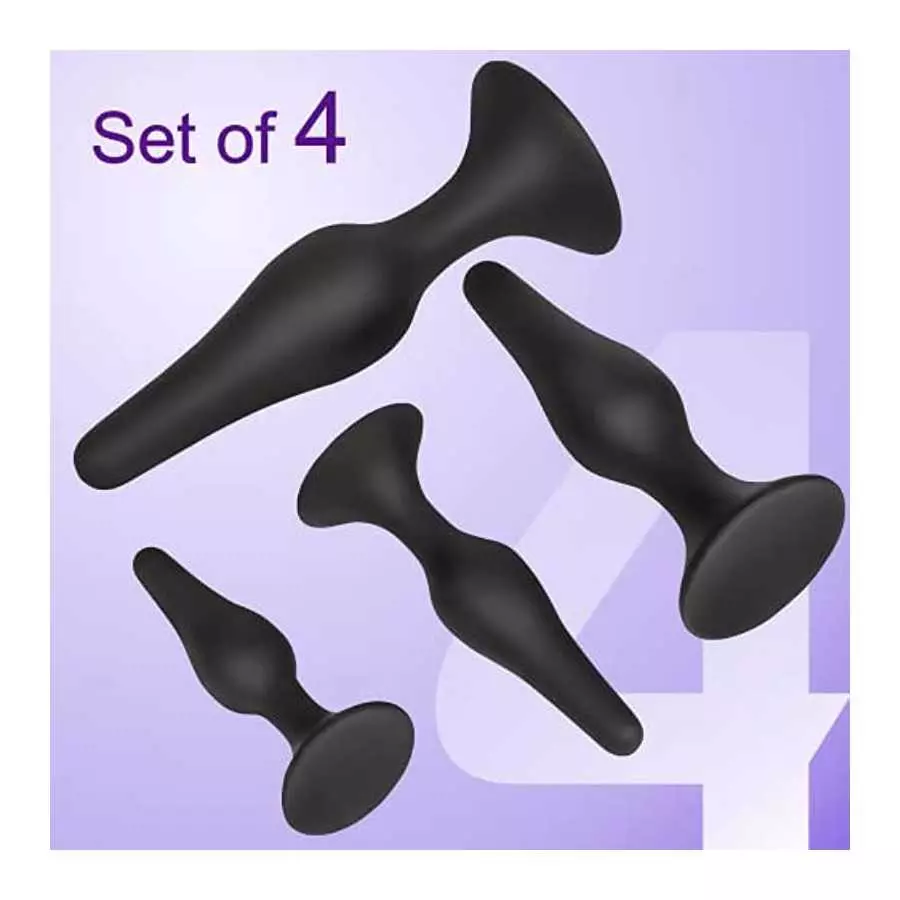Anal Plug Training Set - Silicone Anal Sex Toys for Beginners and Advanced - Anal Butt Plugs Starter Kit for Women and Men - 3 P