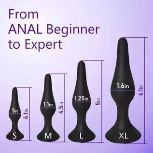 Anal Plug Training Set - Silicone Anal Sex Toys for Beginners and Advanced - Anal Butt Plugs Starter Kit for Women and Men - 3 P