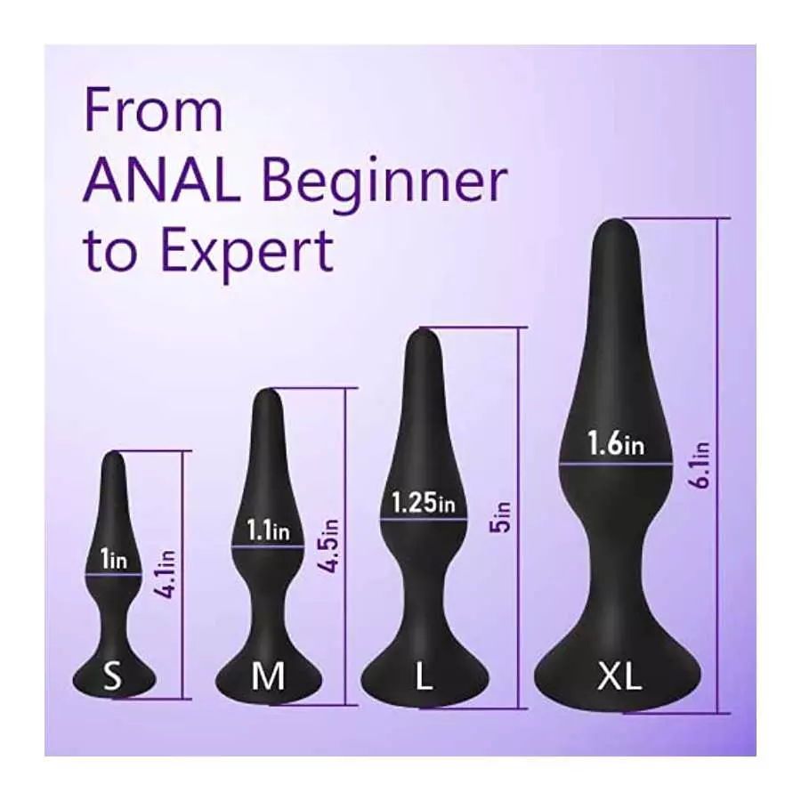 Anal Plug Training Set - Silicone Anal Sex Toys for Beginners and Advanced - Anal Butt Plugs Starter Kit for Women and Men - 3 P