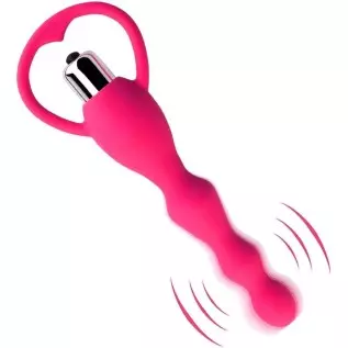 Vibrating Anal Beads Butt Plug, Graduated Design Silicone Anal Vibrator Waterproof G spot Anal Sex Toy for Men Women and Adult C