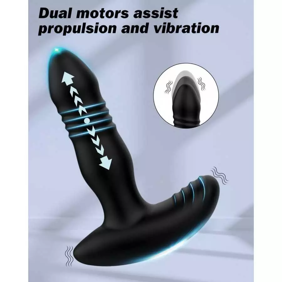 Thrusting Anal Vibrator, Prostate Massager Onismo Male Anal Plug Vibrating Butt Plug with 7 Telescopic & Vibration Modes Remote 