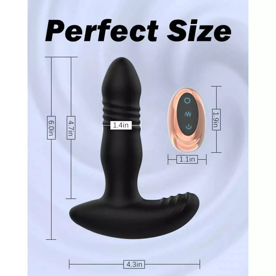 Thrusting Anal Vibrator, Prostate Massager Onismo Male Anal Plug Vibrating Butt Plug with 7 Telescopic & Vibration Modes Remote 