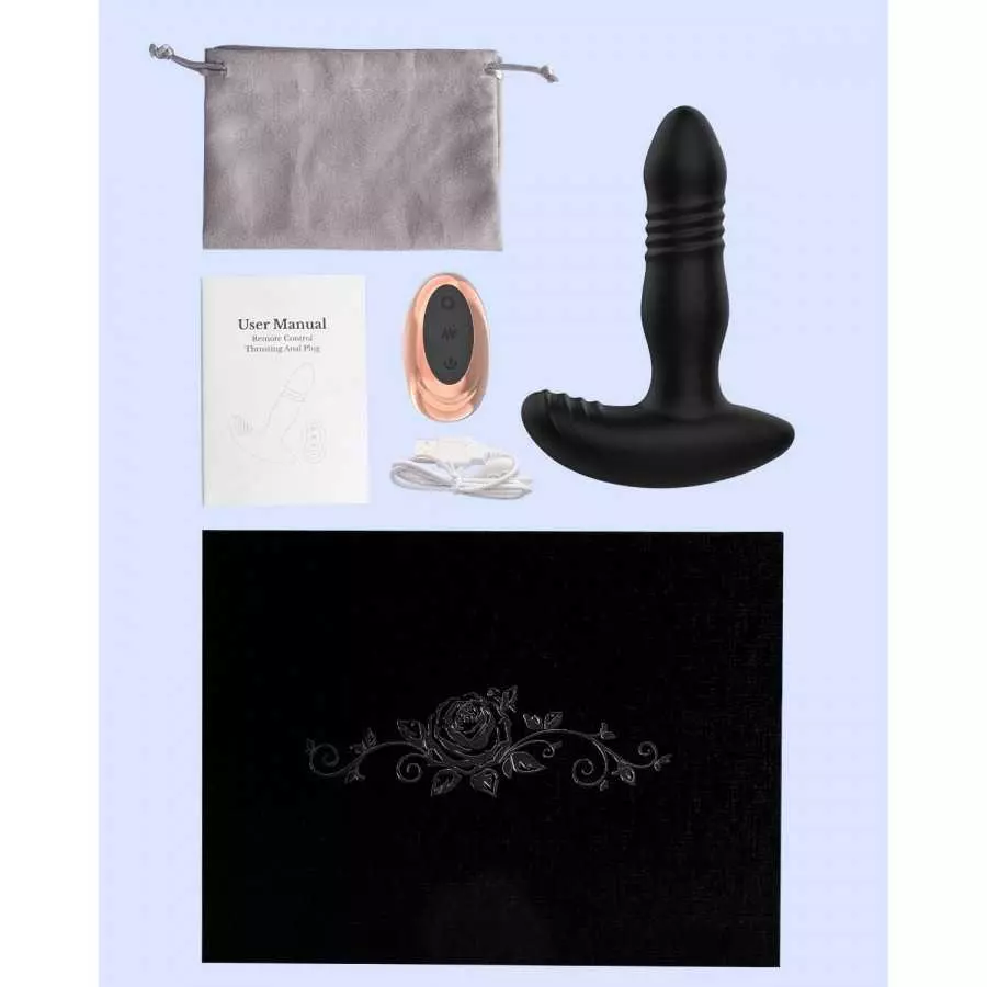 Thrusting Anal Vibrator, Prostate Massager Onismo Male Anal Plug Vibrating Butt Plug with 7 Telescopic & Vibration Modes Remote 